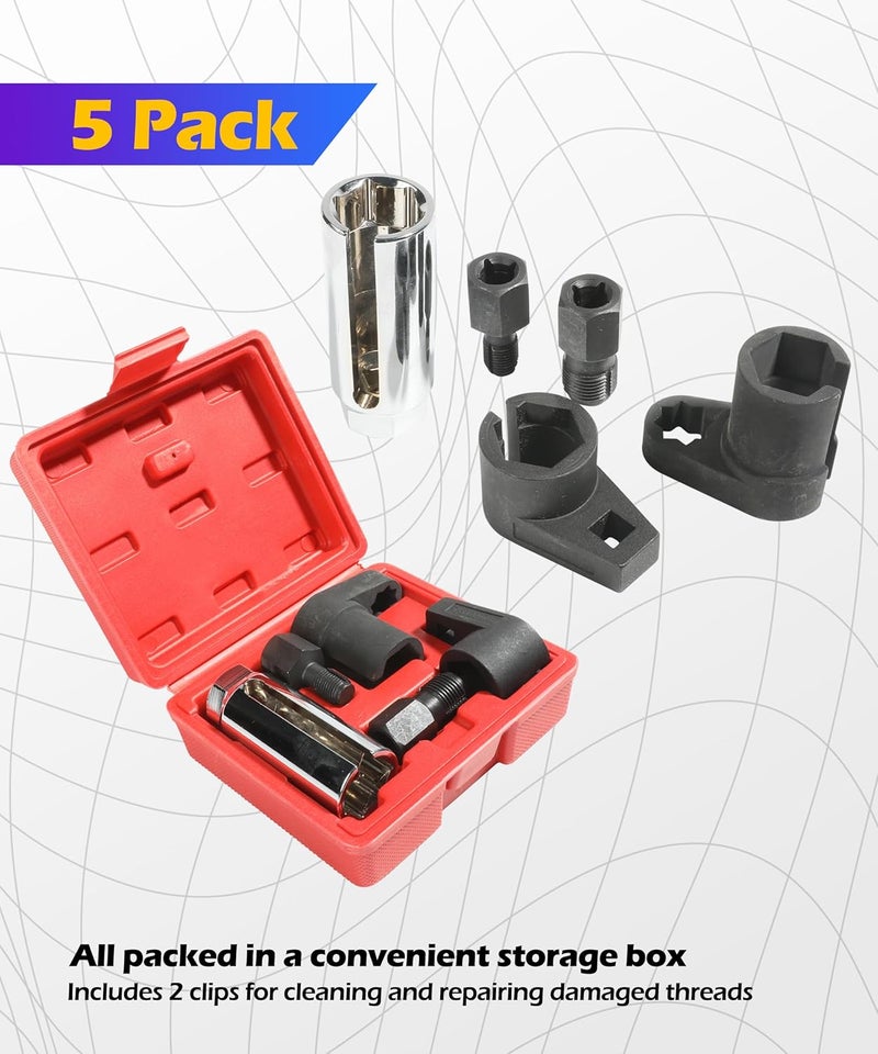 SCUARI 5PCS O2 Sensor Socket,Car Accessories Oxygen Sensor Socket,Oxygen Sensor Extender,O2 Sensor Wrench,O2 Oxygen Sensor Socket Set for Removing and Install Oxygen Sensors - Image 2